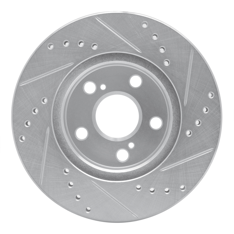 Toyota Prius Brake Rotor (1) - Front Left - R1 Concepts - Drilled & Slotted - Silver - `04-`09